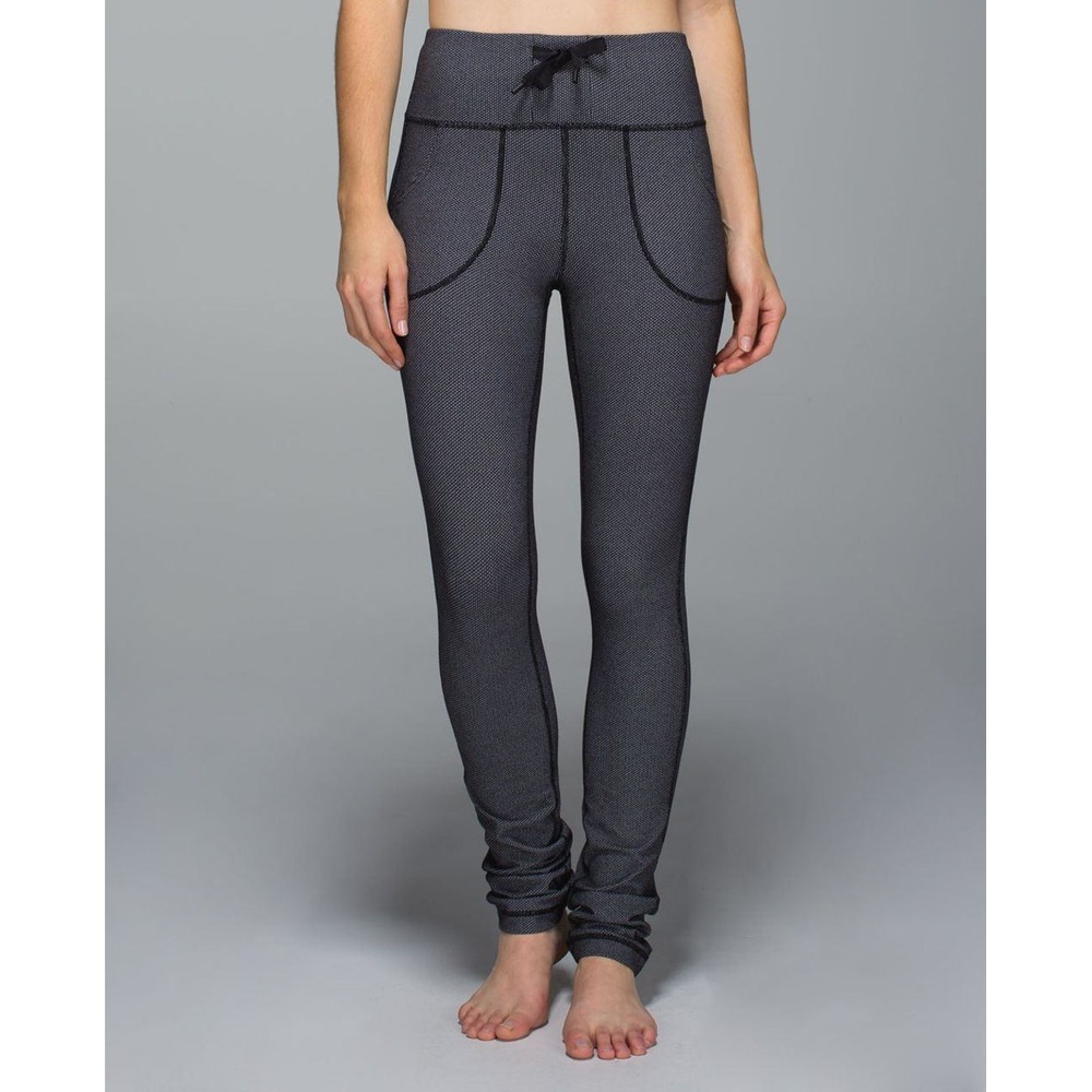 Lululemon Pants Womens 6 Skinny Will Pant Black White Cross Stitch Yoga Leggings